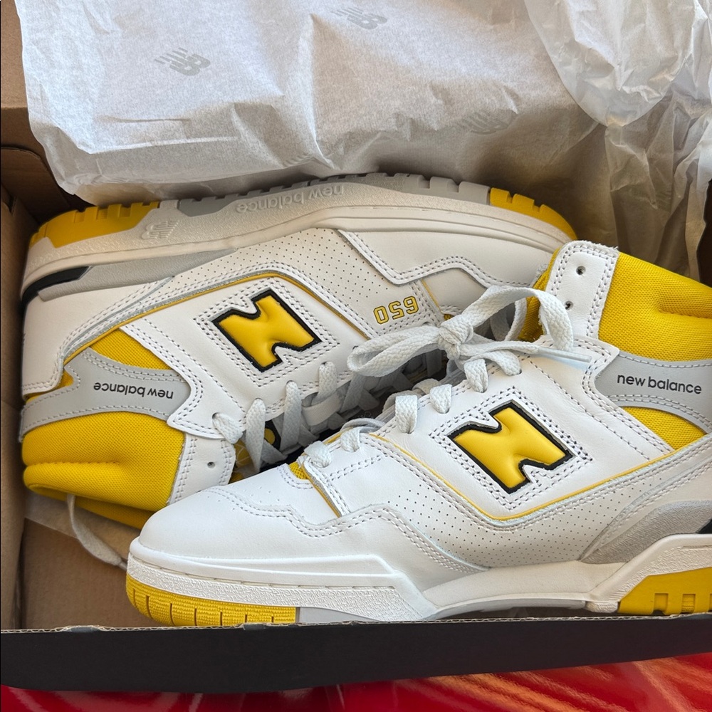 New Balance White and Yellow Athletic Shoes - BB650RCG